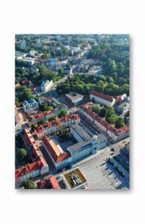 Aerial view on city hall in center of Koszalin city