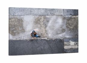 Top view of people traveling walking in the city