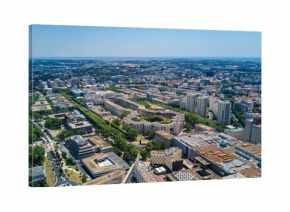 Aerial top view of Montpellier city skyline from above, Southern France  