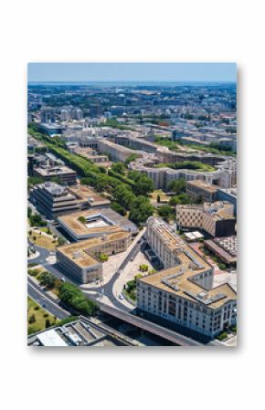 Aerial top view of Montpellier city skyline from above, Southern France  