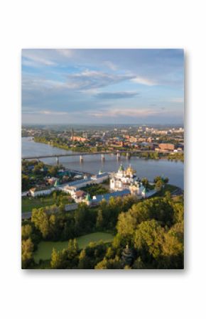 Aerial view of Ipatiev Monastery in Kostroma. Photo from drone, summer. Russia