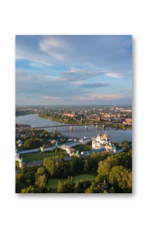 Aerial view of Ipatiev Monastery in Kostroma. Photo from drone, summer. Russia