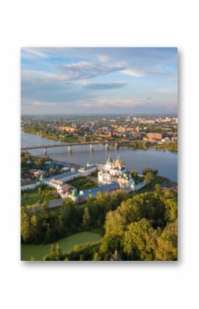 Aerial view of Ipatiev Monastery in Kostroma. Photo from drone, summer. Russia