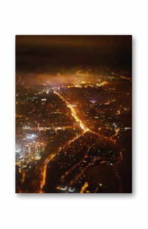 Noc Kijów z wysokości widok z samolotu