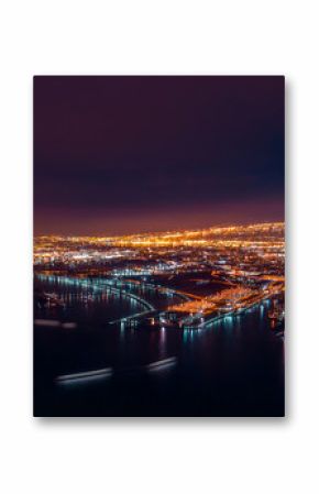 Amazing Panoramic Aerial View over New York City at Night