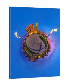 Little planet. Spherical aerial 360 panorama view on street ancient medieval city Wroclaw, Poland