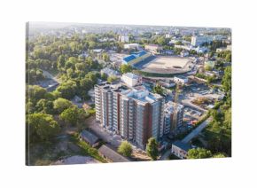 Aerial view of construction of a multistorey building