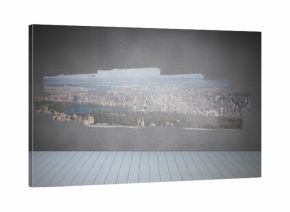 Display on wall showing city view
