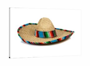 Straw Mexican Sombrero on white background