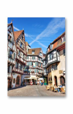 Marchands square with alsatian style houses in Colmar