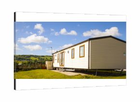 Static caravan holiday homes at a U. K. holiday resort.