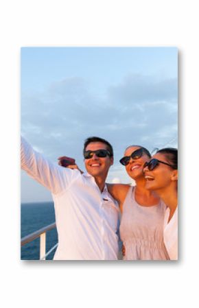 group of friends taking self portrait using smart phone