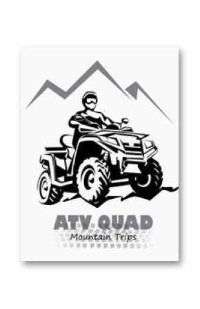 atv, quad bike stylized silhouette vector symbol, design element