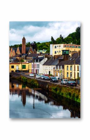 Beautiful landscape in Donegal, Ireland with river and colorful houses
