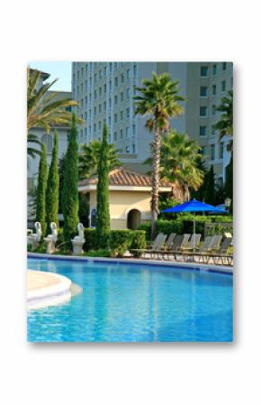 the landscape and swimming pool in a resort