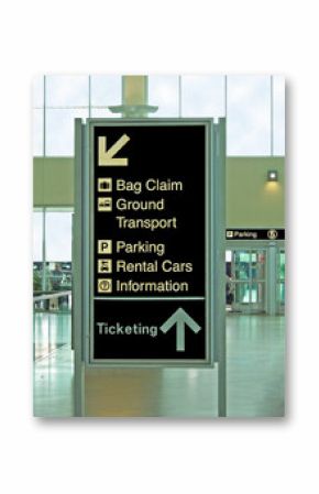 airport sign for bag claim transport ticketing information