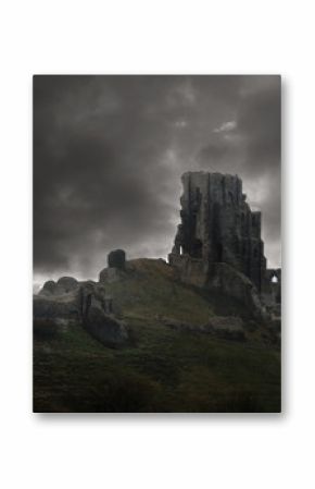 Storm above castle ruins