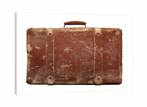 old vintage suitcase isolated on white background