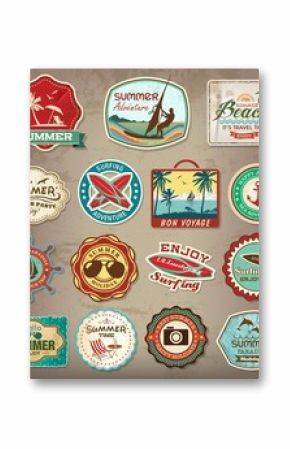 Collection of vintage summer labels, labels, badges and icons