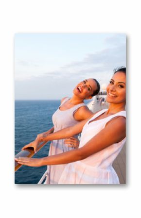 two women having fun on cruise ship