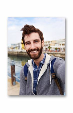 smiling selfie tourist