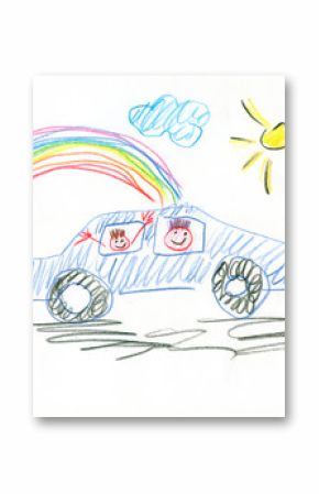 Drawing made by a child, buying new car ecological