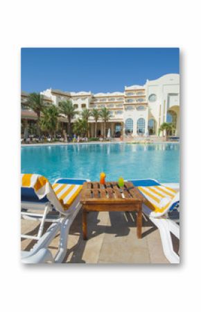 Large swimming pool at luxury tropical hotel