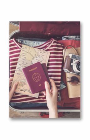 Travel suitcase preparing concept 