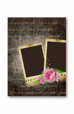 Vintage background with frames for photos and flowers