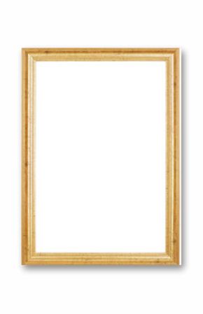 Gold picture frame isolated on white with clipping path