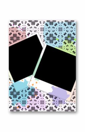blank frames for photo on the grunge background with blots