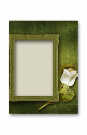 Vintage background with frame and rose