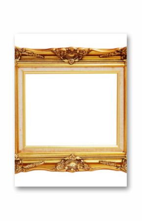 Antique of gold photo frame isolated clipping path.