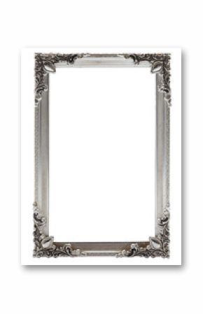 silver picture frame on white background