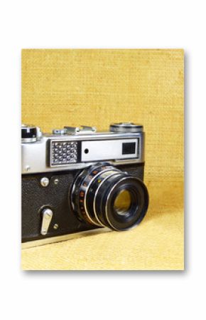 vintage camera on canvas background