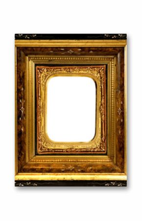 Vintage wooden frame with old ornate Daguerreotype gold frame insert