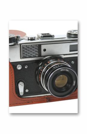 Retro photocamera in a leather case