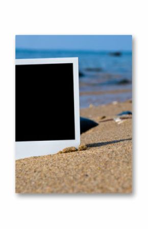 Photo card on sand beach