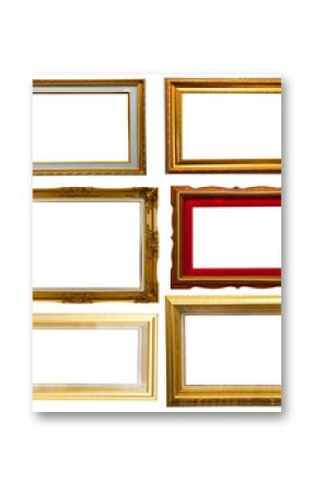 Set of gold classic wood frame isolate