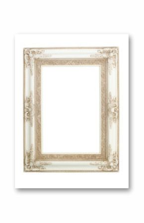 white vintage frame isolated on white background