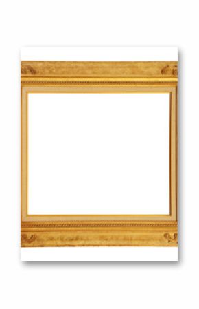 Gold vintage photo frame clipping path.