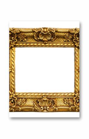 Gold vintage frame isolated on white