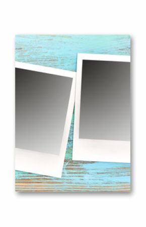 Retro style photo frames. Scratched table texture