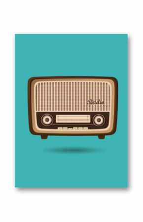 Retro radio design with green background, unique and creative