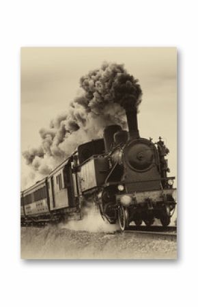 Vintage pociąg parowy. Zastosowano stary filtr zdjęć.