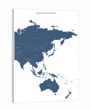 A detailed map of Asia-Oceania. Asia -South Pacific map vector with country and capital name.