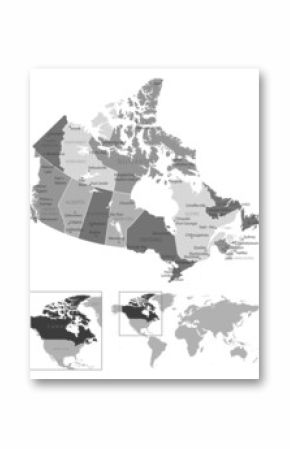 Canada - highly detailed black and white map.