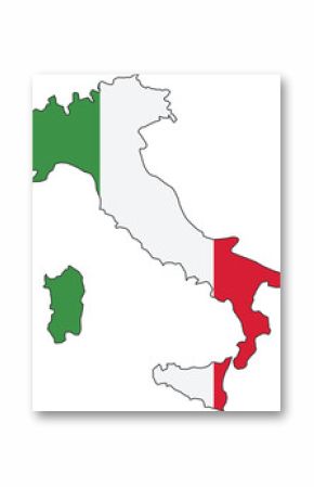 Italy map city color of country flag.