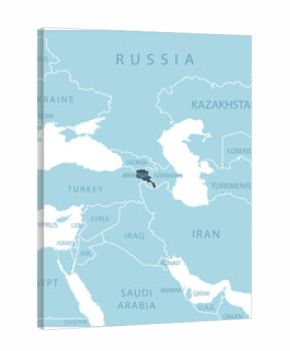 Armenia - blue map with neighboring countries and names.