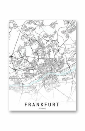 Frankfurt, Germany City Map with Different Colours 